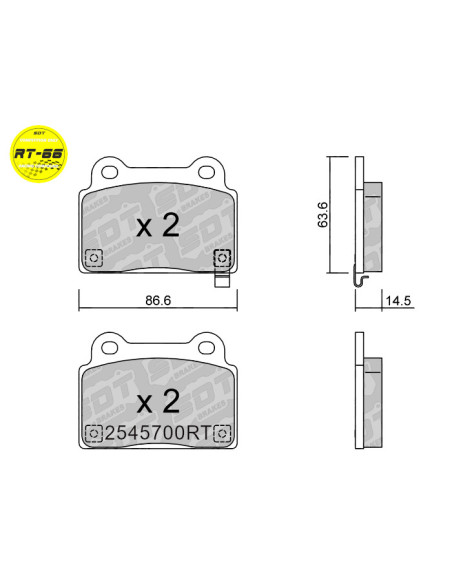 REAR RACING BRAKEPADS RT66 MITSUBISHI CARISMA EVO X LANCER EVOLUTION X
