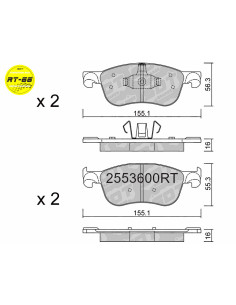 PASTILLAS DE FRENO DELANTERAS RACING RT66 FORD FIESTA MK8 1.5 ST 200HP