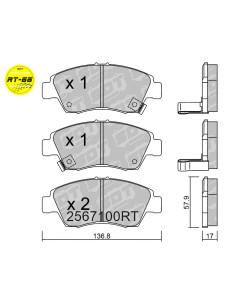 PASTILLAS DE FRENO DELANTERAS RACING RT66 HONDA CIVIC CRX EH6 EG2 CIVIC VTI EG6 EG9 EK4 EK9