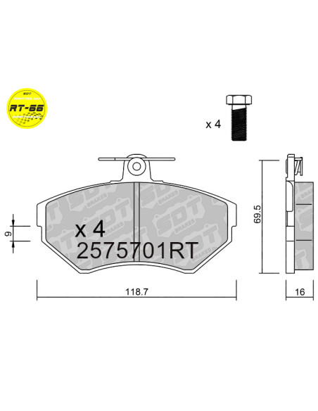 PASTILLAS DE FRENO DELANTERAS RACING RT66 SEAT AROSA CORDOBA VW GOLF III LUPO POLO 6N