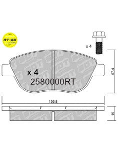 PASTILLAS DE FRENO DELANTERAS RACING RT66 Ø283 CITROEN C4 FIAT 500 ABARTH PEUGEOT 206 207 307 CORSA D