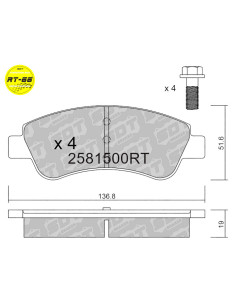 PASTILLAS DE FRENO DELANTERAS RACING RT66 Ø266 CITROEN C2 C3 C4 DS3 PEUGEOT 206 207 208 1007