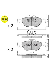 PASTILLAS DE FRENO DELANTERAS RACING RT66 FORD FIESTA FUSION PUMA STREET KA MAZDA 2 DY
