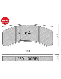 PASTILLAS DE FRENO RACING RR80 ALCON BREMBO DALLARA NISSAN WILWOOD