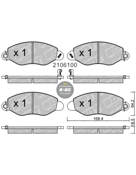 PASTILLAS DE FRENO DELANTERAS HIGH PERFORMANCE S50 FORD COMMERCIAL TRANSIT (2000-2006)