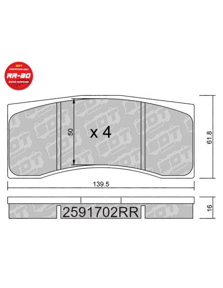 RACING BRAKEPADS RR80 BREMBO FIAT GRANDE PUNTO GRAVEL TARMAC MITSUBISHI LANCER GRAVEL