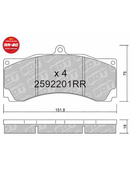 PASTILLAS DE FRENO DELANTERAS RACING RR80 ALCON AP RACING COMPBRAKE D2RACING KSPORT ROTORA STOPTECH VMAXX D51mm