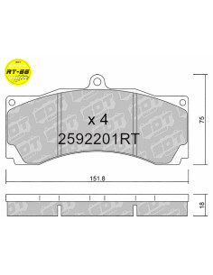 PASTILLAS DE FRENO DELANTERAS RACING RT66 ALCON AP RACING COMPBRAKE D2RACING KSPORT ROTORA STOPTECH VMAXX D51MM