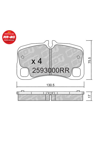 PASTILLAS DE FRENO TRASERAS RACING RR80 PORSCHE 911 996 3.6 GT2 GT3 911 996 3.8 GT3 4.0 GT3 RS