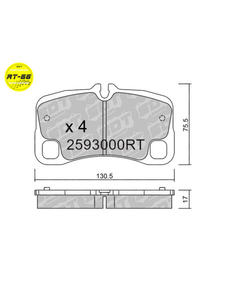 PASTILLAS DE FRENO TRASERAS RACING RT66 PORSCHE 911 996 3.6 GT2 GT3 911 996 3.8 GT3 4.0 GT3 RS