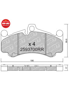 PASTILLAS DE FRENO DELANTERAS RACING RR80 PORSCHE 911 996 3.6 GT2 GT3 911 996 3.8 GT3 4.0 GT3 RS