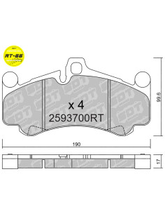 PASTILLAS DE FRENO DELANTERAS RACING RT66 PORSCHE 911 996 3.6 GT2 GT3 911 996 3.8 GT3 4.0 GT3 RS