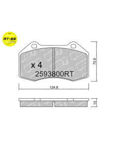 PASTILLAS DE FRENO DELANTERAS RACING RT66 ABARTH 500 ALFA ROMEO 4C ALPINE A110 FIAT OPEL CORSA D E RENAULT CLIO 3 RS BREMBO