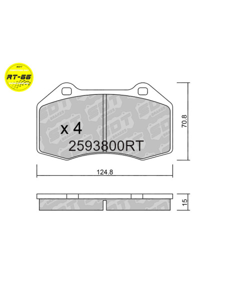 FRONT RACING BRAKEPADS RT66 ABARTH 500 ALFA ROMEO 4C ALPINE A110 FIAT OPEL CORSA D E RENAULT CLIO 3 RS BREMBO