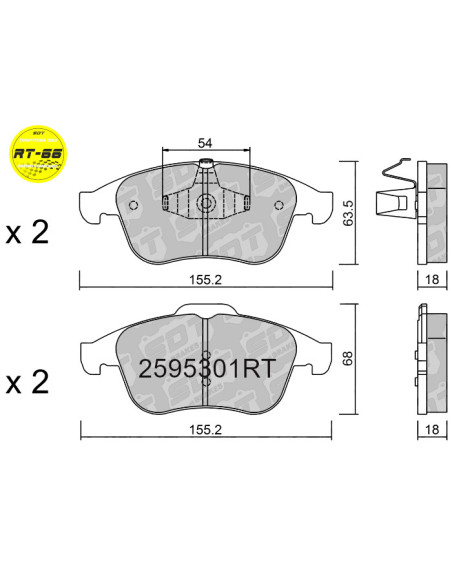 PASTILLAS DE FRENO DELANTERAS RACING RT66 RENAULT CLIO SPORT RS MK4