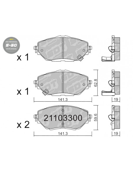 FRONT HIGH PERFORMANCE BRAKEPADS S50 TOYOTA C-HR X1 COROLLA E21