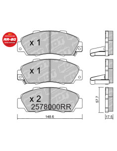 PASTILLAS DE FRENO DELANTERAS RACING RR80 HONDA ACCORD TYPE R CIVIC MB6 MC2 CRV HRV INTEGRA DC2 NSX PRELUDE BB