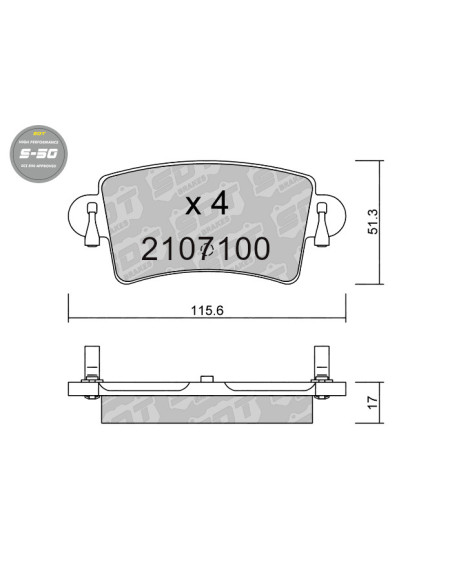 REAR HIGH PERFORMANCE PADS S50 NISSAN INTERSTAR OPEL MOVANO RENAULT MASTER
