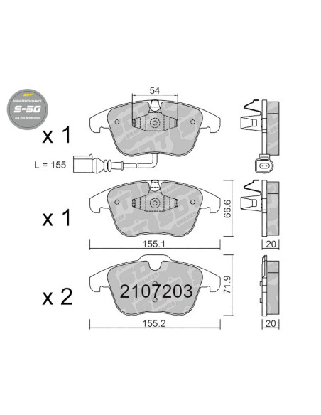 PASTILLAS DE FRENO DELANTERAS HIGH PERFORMANCE S50 AUDI Q3 SEAT ALHAMBRA VOLKSWAGEN SHARAN TIGUAN