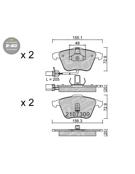 FRONT HIGH PERFORMANCE BRAKEPADS S50 AUDI A6 4B A6 ALLROAD 4BH