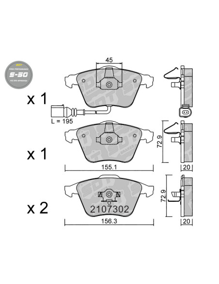 PASTILLAS DE FRENO DELANTERAS HIGH PERFORMANCE S50 AUDI S3 8P TT 8J SEAT LEON CUPRA 1P OCTAVIA RS VW GOLF V R32