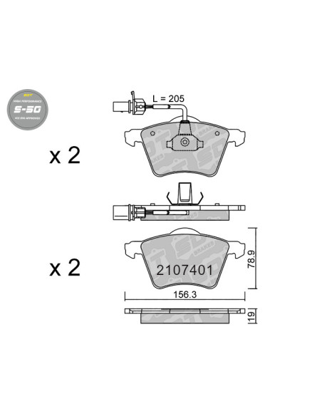 FRONT HIGH PERFORMANCE BRAKEPADS S50 VW MULTIVAN T4 TRANSPORTER T4 CARAVELLE