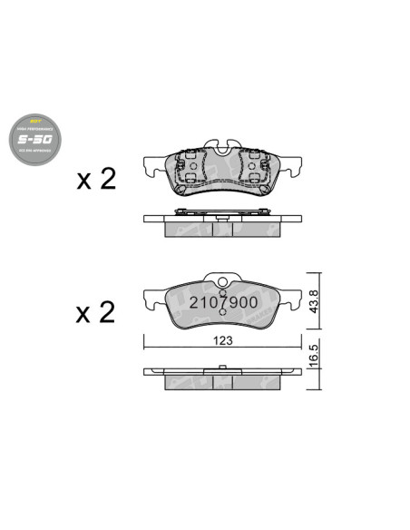 REAR HIGH PERFORMANCE BRAKEPADS S50 MINI COOPER R50 R52 R53