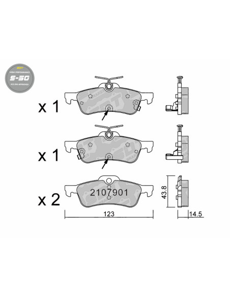 PASTILLAS DE FRENO TRASERAS HIGH PERFORMANCE S50 HONDA CIVIC IX FK FK2 TYPE R CIVIC X