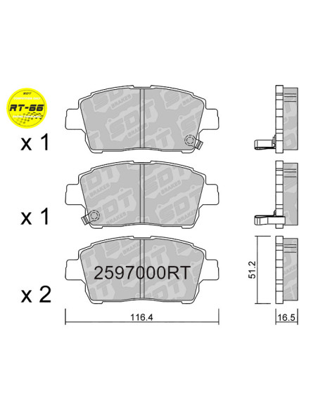 Front brake pads racing RT66 toyota MR2 MK3 - SDT Brakes