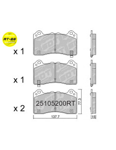 PASTILLAS DE FRENO DELANTERAS RACING RT66 FORD FOCUS RS MK3 ST MK4 TRACK PACK MUSTANG MACH E