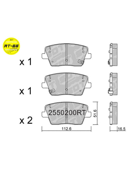REAR RACING BRAKEPADS RT66 HYUNDAI I30N PERFORMANCE KONA N 2.0 T-GDI