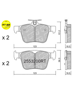 PASTILLAS DE FRENO TRASERAS RACING RT66 AUDI A3 8V CUPRA ATECA FORMENTOR SEAT LEON 5F VW GOLF VII (FRENO MANO ELÉCTRICO)