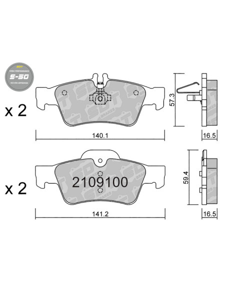 PASTILLAS DE FRENO TRASERAS HIGH PERFORMANCE S50 MERCEDES CLASE C 203 CLS 219 X218 E 211 212 S 220 221 SL 230