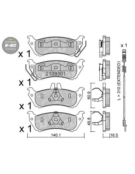 PASTILLAS DE FRENO TRASERAS HIGH PERFORMANCE S50 MERCEDES ML 163