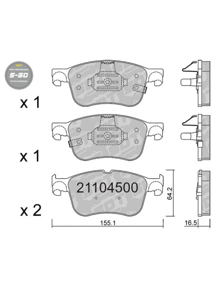 FRONT HIGH PERFORMANCE BRAKEPADS S50 FORD FOCUS MK4 KUGA MK3 PUMA MK2 ST