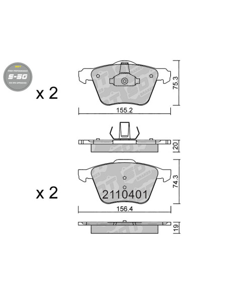 FRONT HIGH PERFORMANCE BRAKEPADS S50 FORD MONDEO MK3 S-MAX WS VOLVO S60 II V60 V70 II XC70 II