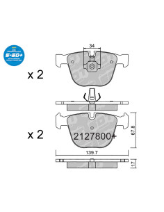 REAR HIGH PERFORMANCE PLUS BRAKEPADS S50+ BENTLEY ARNAGE / BMW 135i / M3 E92 / 5 E60 / 6 E63 / X5 E70 - F15 / X6