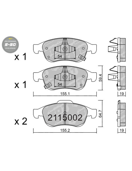 PASTILLAS DE FRENO DELANTERAS HIGH PERFORMANCE S50 FIAT 500X JEEP RENEGADE
