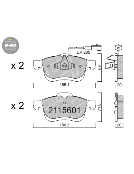 PASTILLAS DE FRENO DELANTERAS HIGH PERFORMANCE S50 FIAT DOBLO LANCIA DELTA III OPEL COMBO