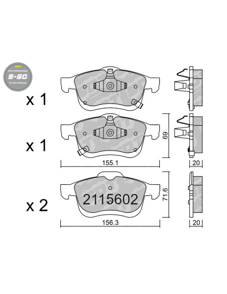 FRONT HIGH PERFORMANCE BRAKEPADS S50 FIAT 500L