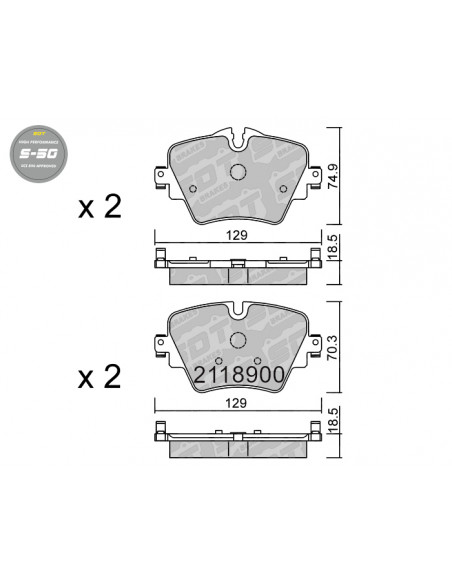 PASTILLAS DE FRENO DELANTERAS HIGH PERFORMANCE S50 BMW 1 F40 2 F45 F46 X1 F48 X2 F39 X3 G01 Z4 G29 MINI F54 F60