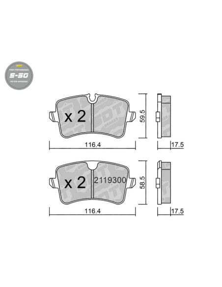 REAR BRAKEPADS HIGH PERFORMANCE S50 AUDI A4 B8 A6 4G A7 4G A8 4H PORSCHE MACAN 95B