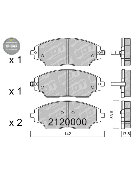 PASTILLAS DE FRENO DELANTERAS HIGH PERFORMANCE S50 CHEVROLET AVEO T300