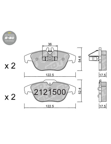 PASTILLAS DE FRENO TRASERAS HIGH PERFORMANCE S50 MERCEDES CLASE C 204