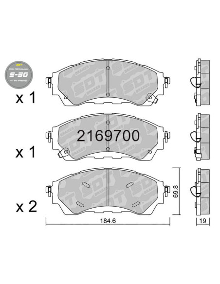 PASTILLAS DE FRENO DELANTERAS HIGH PERFORMANCE S50 FORD RANGER RAPTOR T7 2.0 BI-TURBO 213CV
