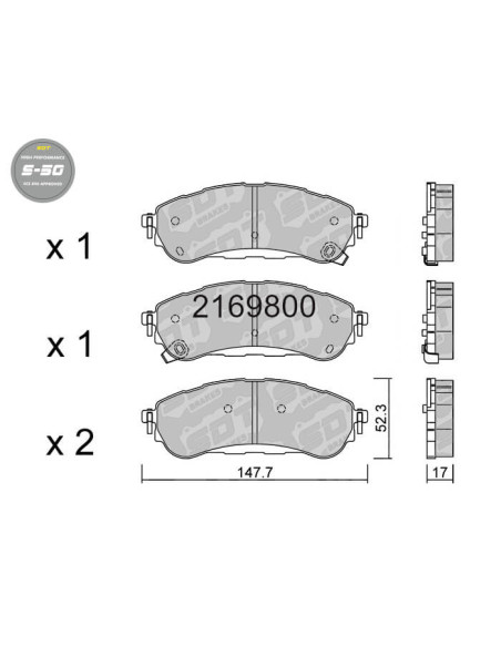 PASTILLAS DE FRENO TRASERAS HIGH PERFORMANCE S50 FORD RANGER RAPTOR T7 2.0 BI-TURBO 213CV