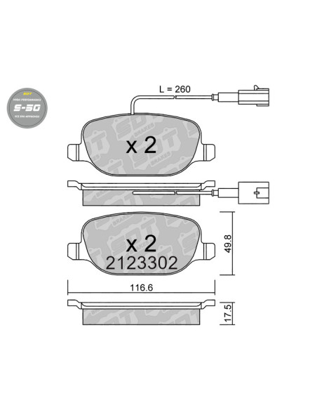 PASTILLAS DE FRENO TRASERAS HIGH PERFORMANCE S50 ALFA ROMEO 4C 159 BRERA SPIDER LANCIA DELTA THESIS