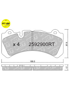 PASTILLAS DE FRENO RACING RT66 BREMBO GT6 (57mm radial pad depth) (07.9551.13 - 07.B314.59 - B6417)