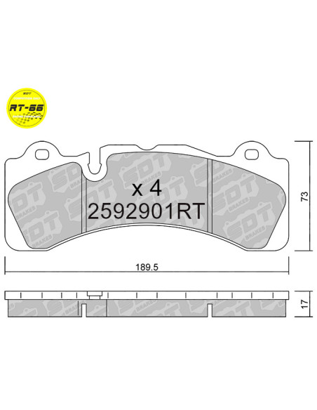 PASTILLAS DE FRENO RACING RT66 BREMBO GT6 NARROW (48mm radial pad depth) (07.B314.58 - B6517 - XA5.71.M2)