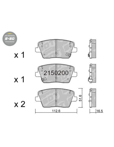 PASTILLAS DE FRENO TRASERAS HIGH PERFORMANCE S50 HYUNDAI I30N PERFORMANCE KONA N 2.0 T-GDI